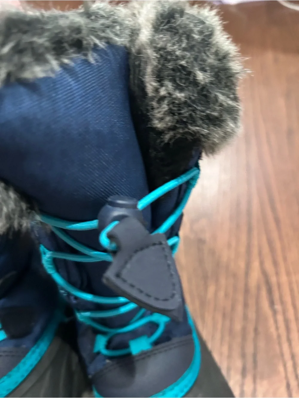 Kamik Kids Navy and Teal Winter Boot with Faux Fur Cuff size 2